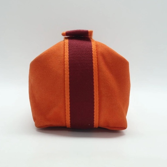 Hermes Orange Canvas Pouch with Red Embroidery - Picture 3 of 13